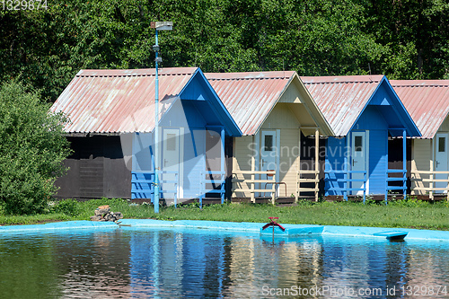 Image of children\'s chalets camp in summer