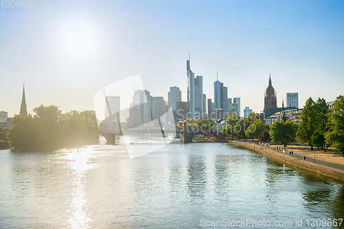 Image of Frankfurt city skyline in sunshine