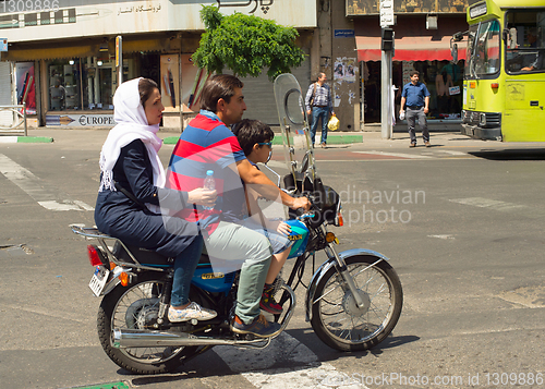 Image of Family motorcycle Tehran road Iran