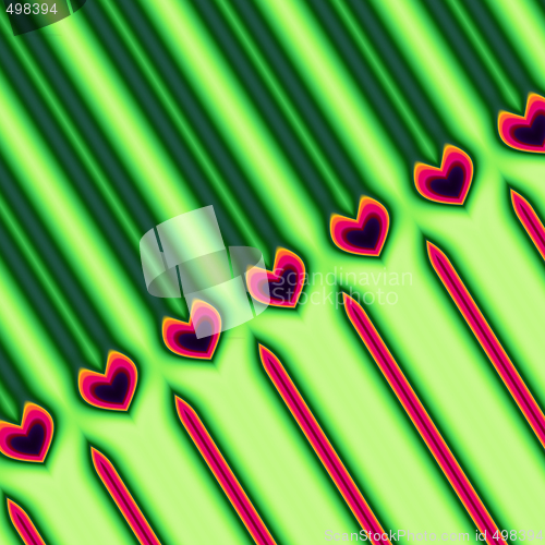 Image of Green and Red Heart Shaped Pattern