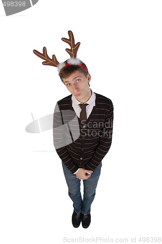 Image of Young man wearing deer horns