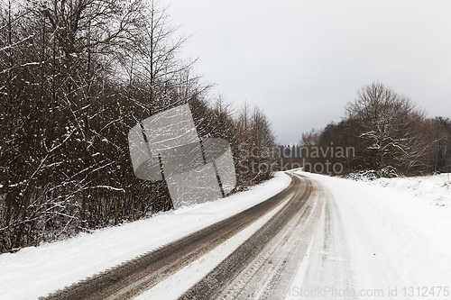 Image of snowy road, winter