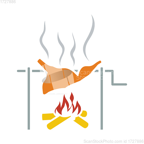 Image of Icon Of Roasting Meat On Fire