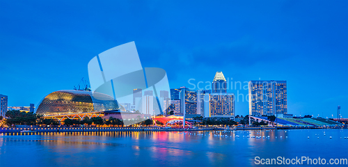 Image of Singapore skyline panorama at Marina Bay