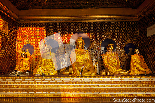 Image of Buddha statues in Shwedagon pagoda