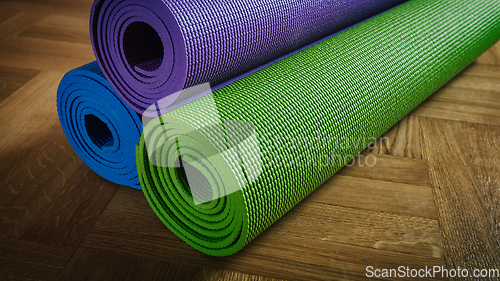 Image of Yoga mats on floor