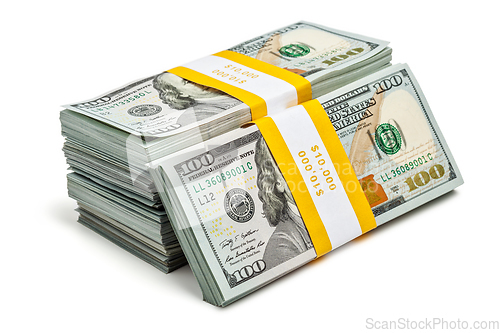 Image of Bundles of 100 US dollars 2013 edition banknotes