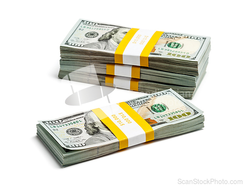 Image of Bundles of 100 US dollars 2013 edition banknotes