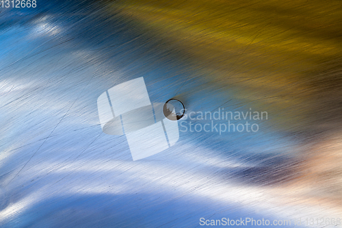 Image of blue steel plows during tillage, field Agricultural.