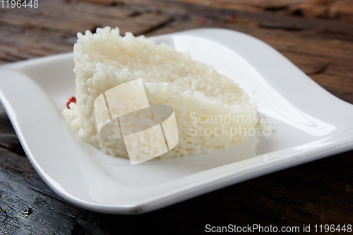 Image of The white rice in bowl. Shallow dof.