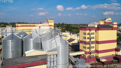 Image of Agricultural Silo. Storage and drying of grains, wheat, corn, so