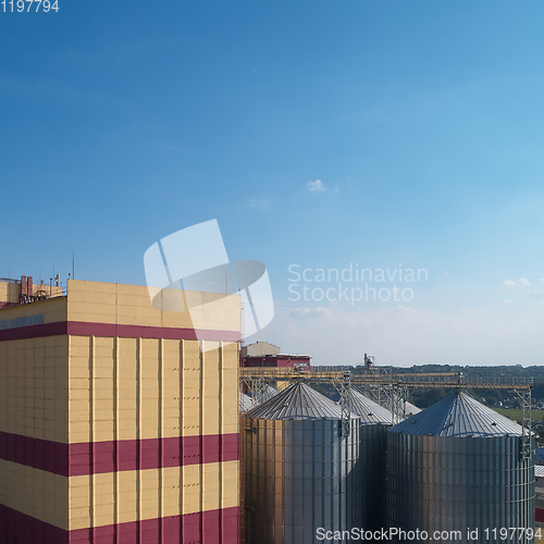 Image of Agricultural Silo. Storage and drying of grains, wheat, corn, so