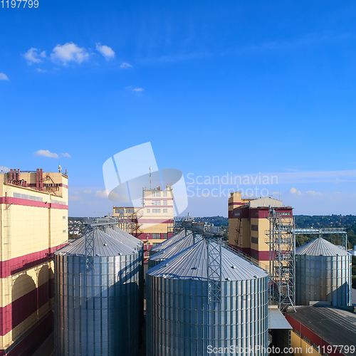 Image of Agricultural Silo. Storage and drying of grains, wheat, corn, so