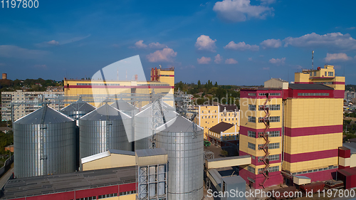 Image of Agricultural Silo. Storage and drying of grains, wheat, corn, so