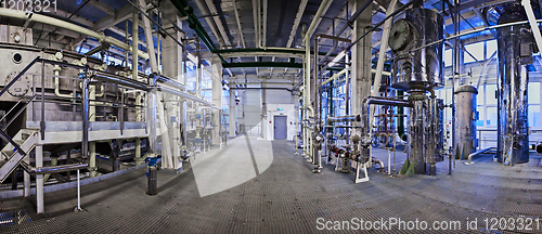 Image of Equipment and piping as found inside of industrial thermal power plant.