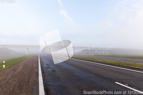 Image of Road plan bridge fog