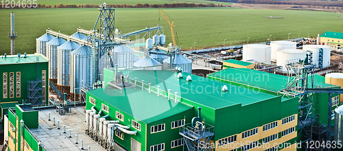 Image of Modern silos for storing grain harvest. Agriculture. Background.