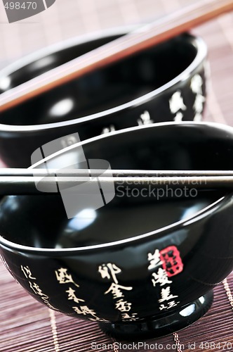 Image of Rice bowls and chopsticks