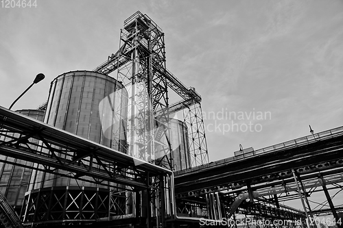 Image of Modern silos for storing grain harvest. Agriculture. Background.