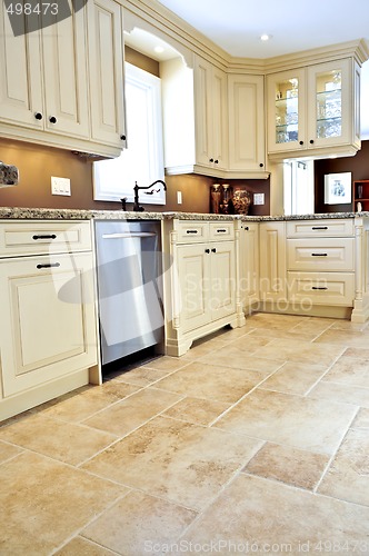 Image of Tile floor in modern kitchen