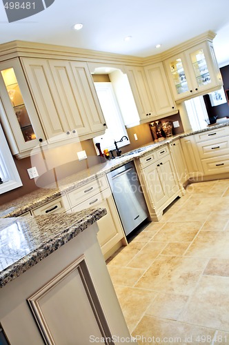 Image of Modern kitchen with tile floor