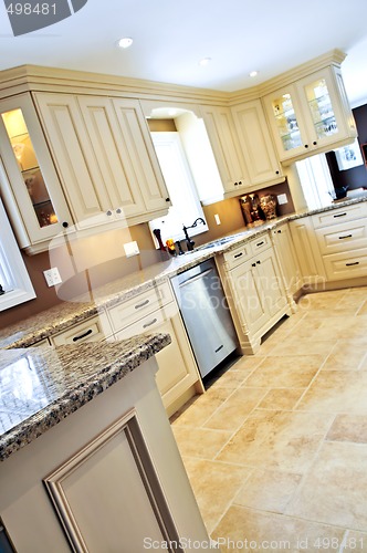 Image of Modern kitchen with tile floor
