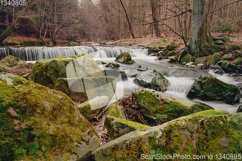 Image of small waterfall in springtime