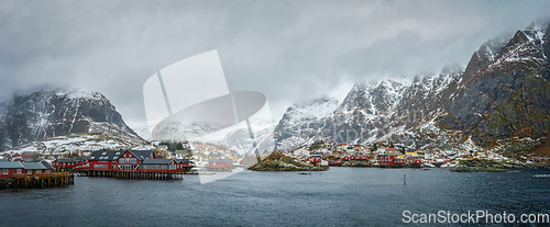 Image of A village on Lofoten Islands, Norway. Panorama