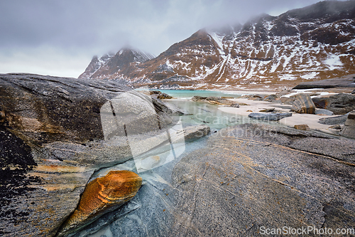 Image of Rocky coast of fjord in Norway