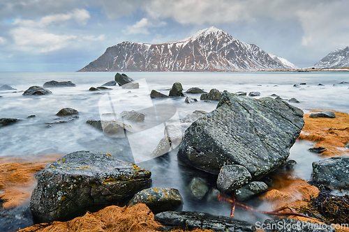 Image of Rocky coast of fjord in Norway