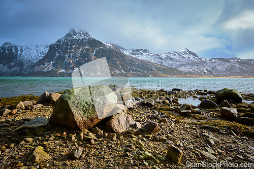 Image of Fjord in Norway, Lofoten islands