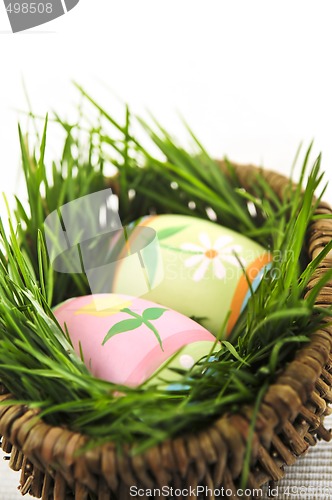 Image of Easter eggs with green grass