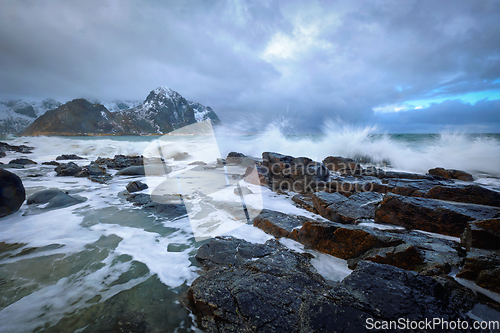 Image of Rocky coast of fjord in Norway