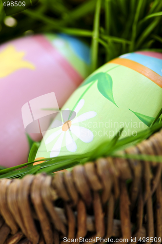 Image of Easter eggs with green grass