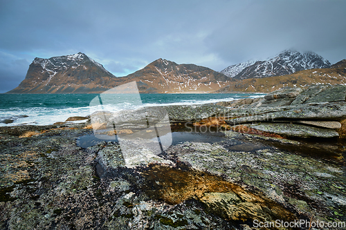 Image of Rocky coast of fjord in Norway