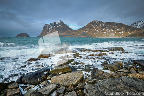 Image of Rocky coast of fjord in Norway