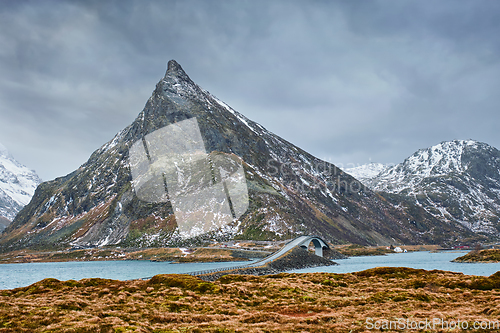 Image of Fredvang Bridges. Lofoten islands, Norway