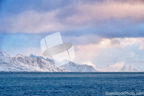 Image of Fjord in Norway on sunrise