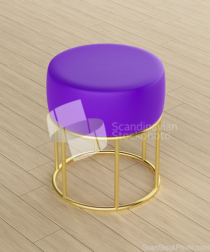 Image of Leather stool on wooden floor