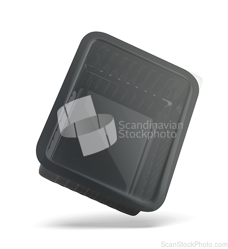 Image of Black plastic packaging for various types of food