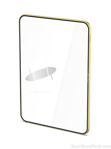 Image of Golden tablet with empty screen
