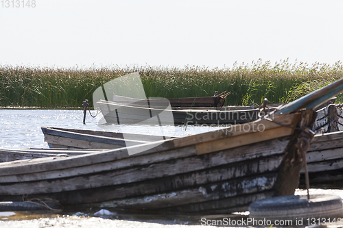 Image of Pier village wooden boat