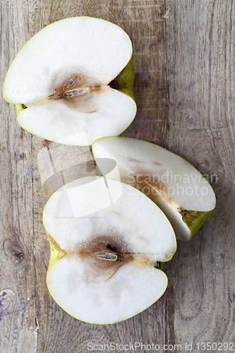 Image of sliced rotten pear