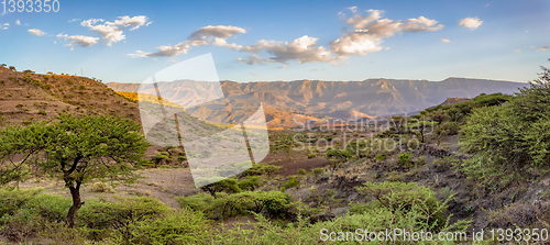 Image of mountain landscape with houses, Ethiopia