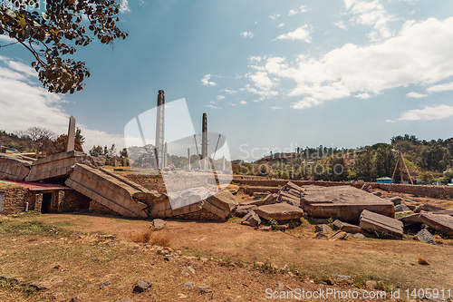 Image of Ancient obelisks in city Aksum, Ethiopia