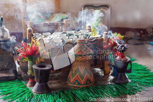 Image of cup of Ethiopian coffee with aromatic frankincense