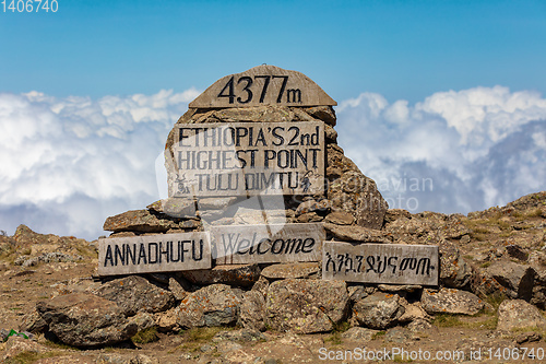 Image of The highest peak signpost of Bale Mountain