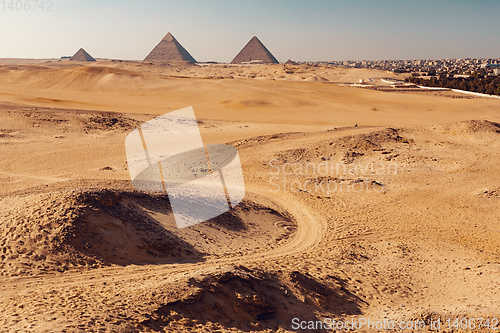 Image of Panorama of the Great Pyramids of Giza, Egypt