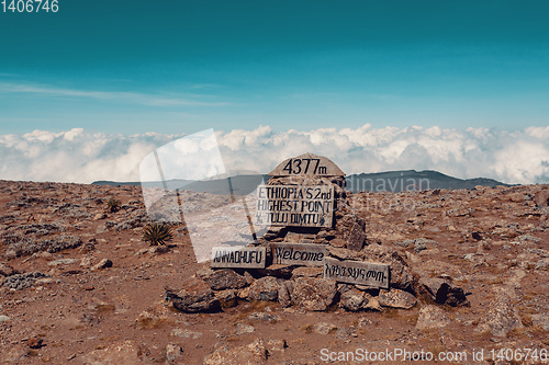 Image of The highest peak signpost of Bale Mountain