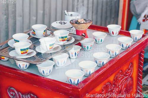 Image of cup of Ethopian coffee with aromatic frankincense